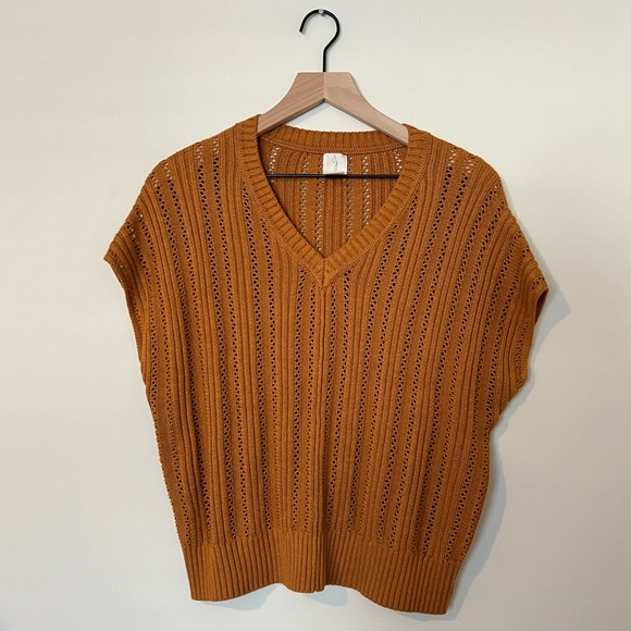 Joie Tops - [Joie] V-Neck Dolman Short Sleeve Knit Sweater Burnt Orange Rust Size Small